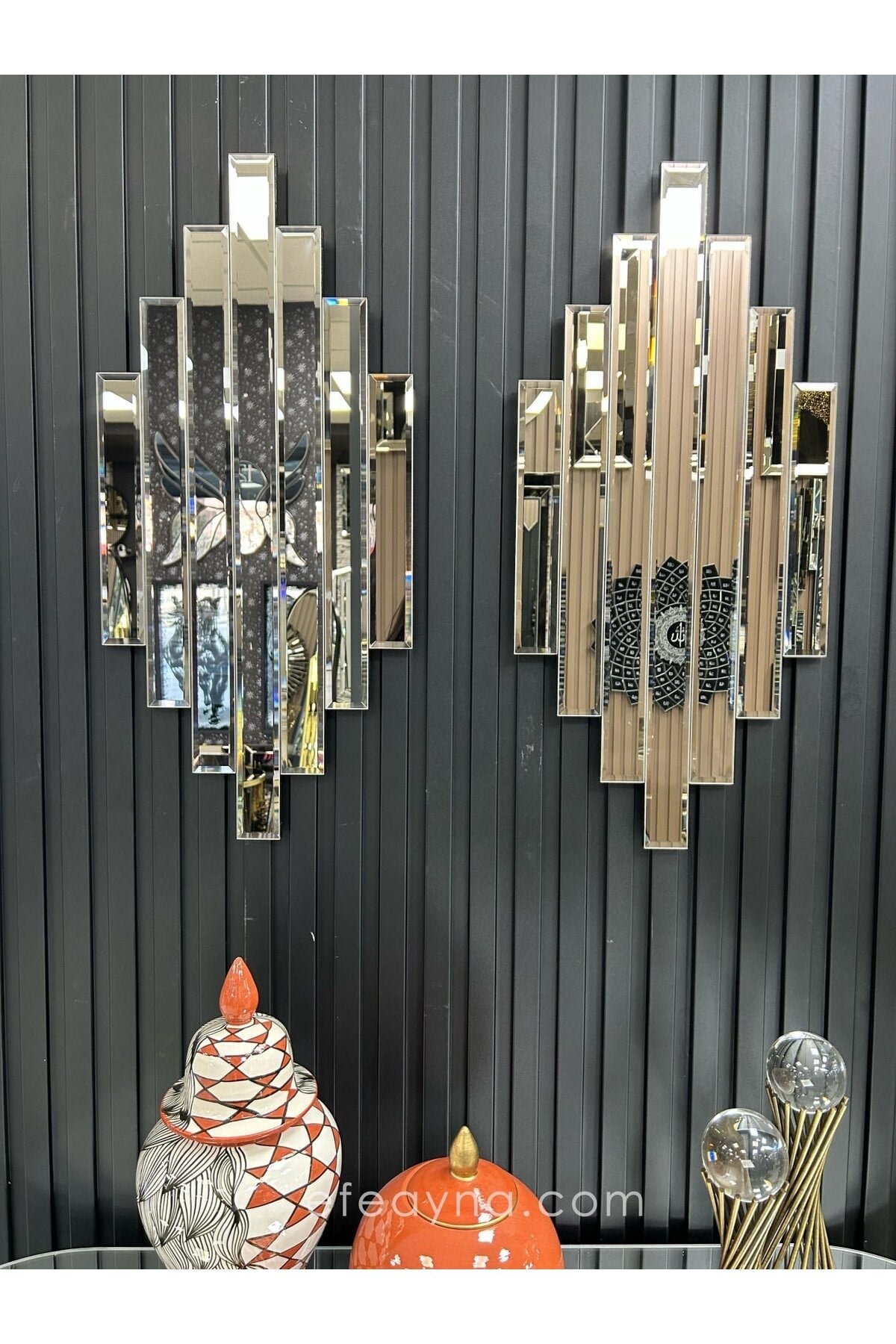 RİTMİK MODEL BRONZ AYNA 2'Lİ SET (35x75cm x 2 adet)