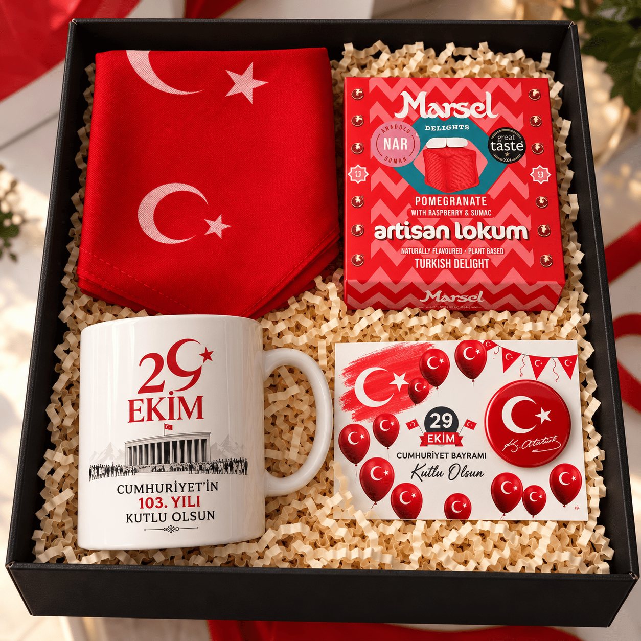 29 Ekim Cumhuriyet Bayramı Hediye Kutusu Fularlı
