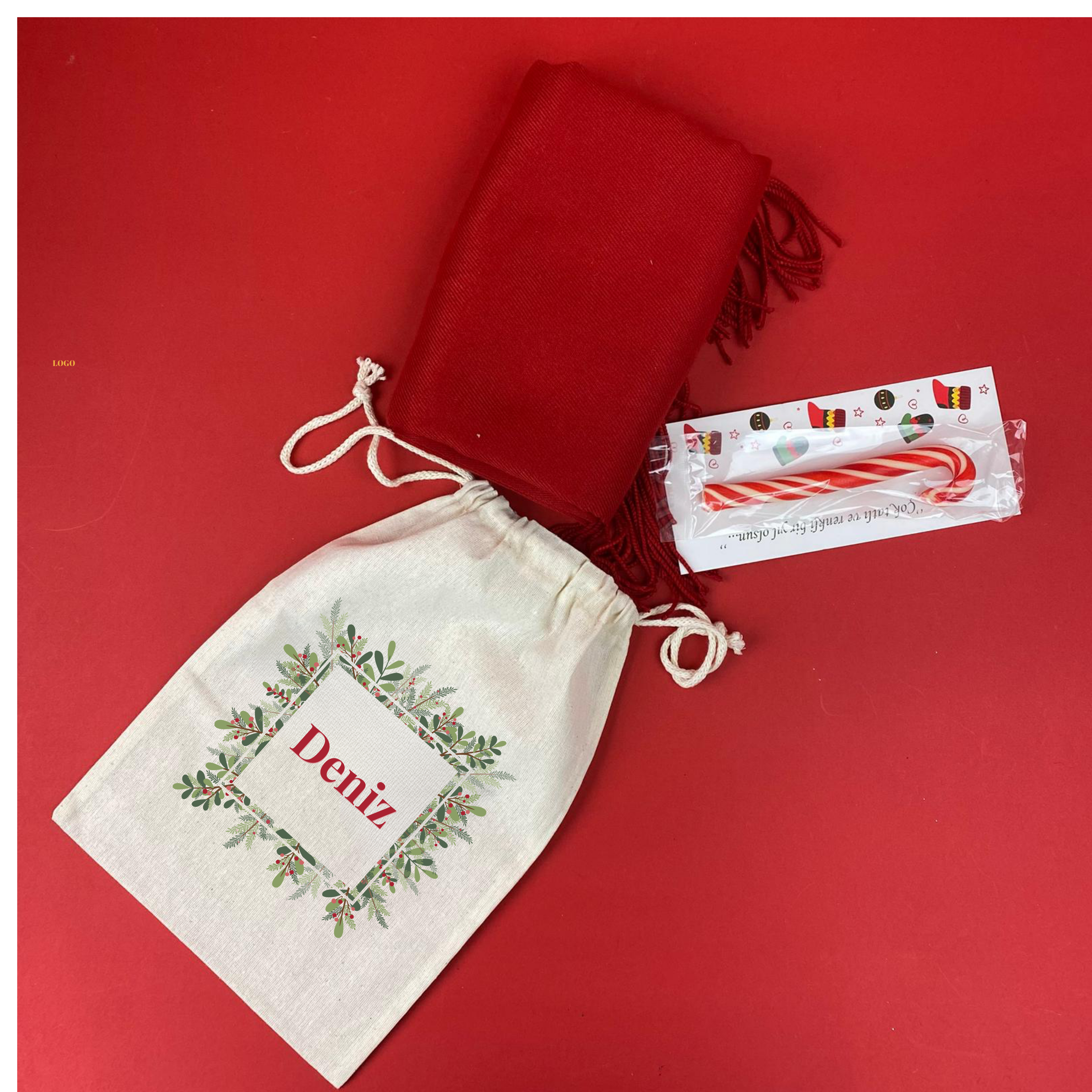 İsimli Yılbaşı Kesesi -Atkı Yılbaşı Hediyesi