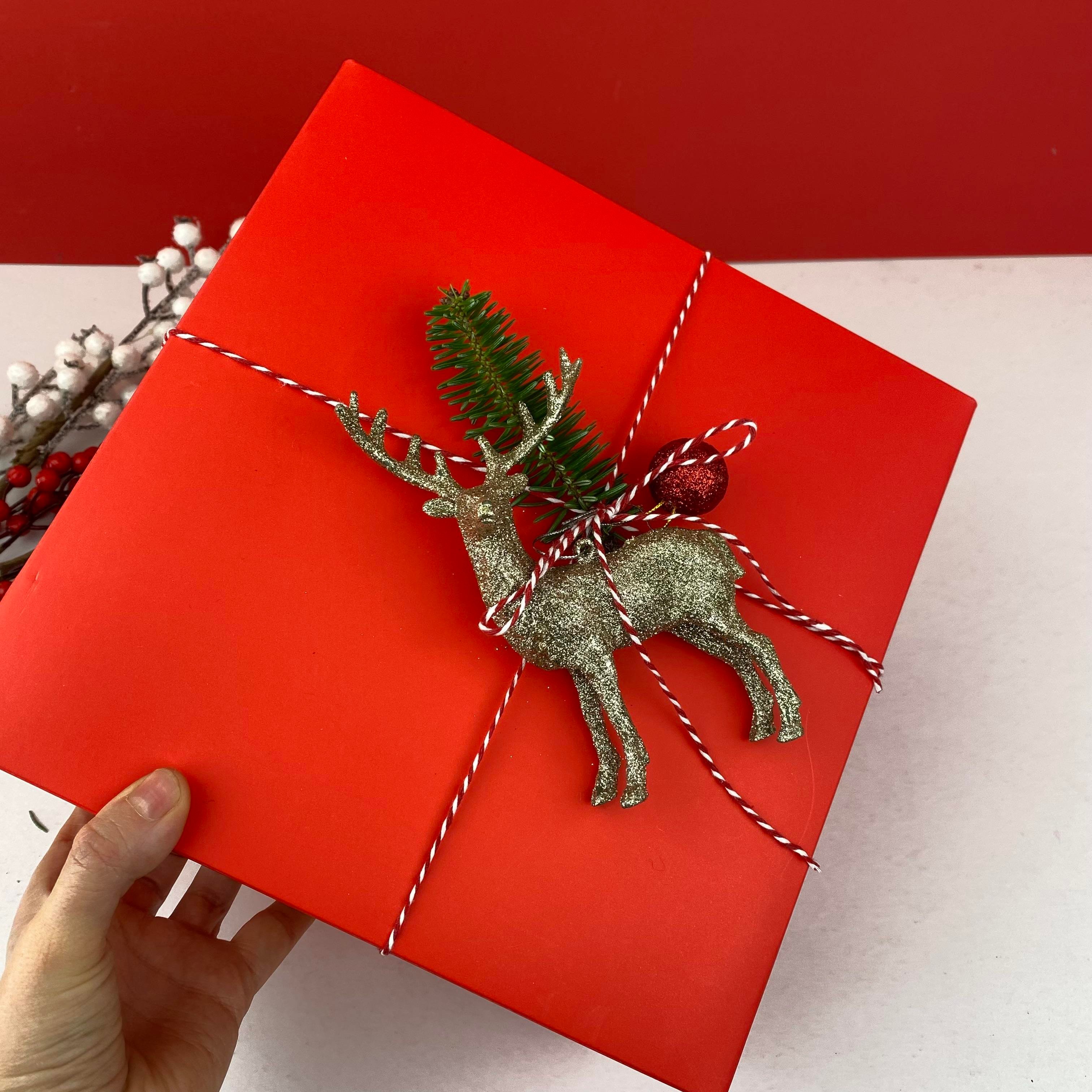 Karlar Ülkesi Geyikli Yılbaşı Boş Hediye Kutusu- Normal Karton Kutu