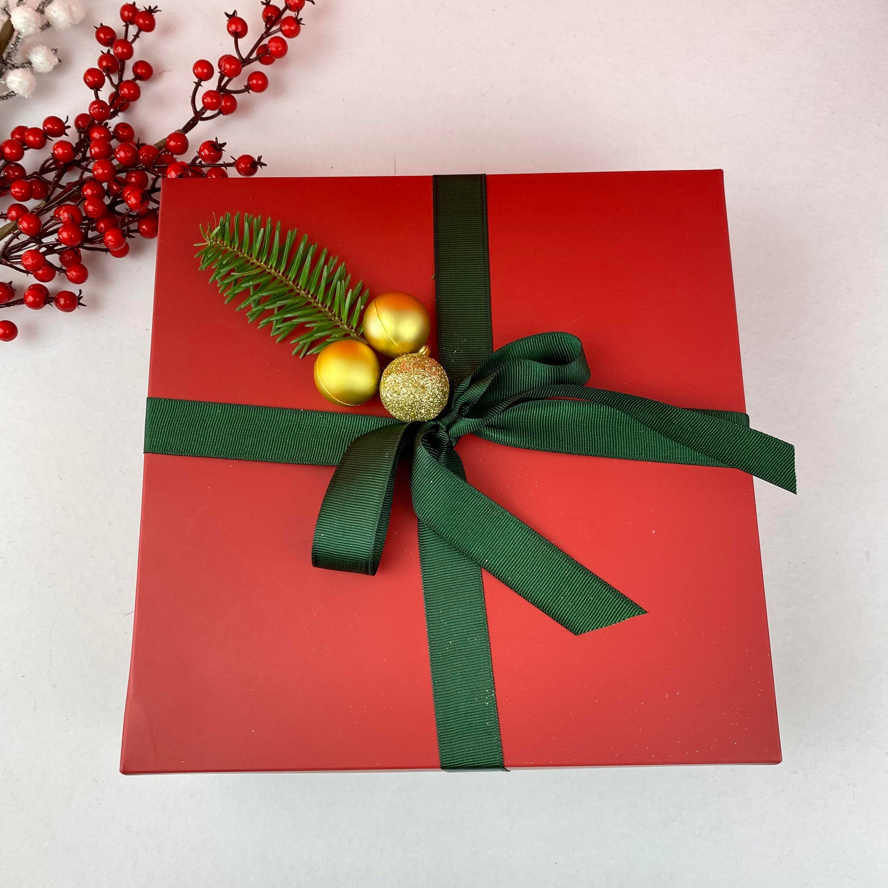 Kırmızı Kadife Joy Yılbaşı Boş Hediye Kutusu