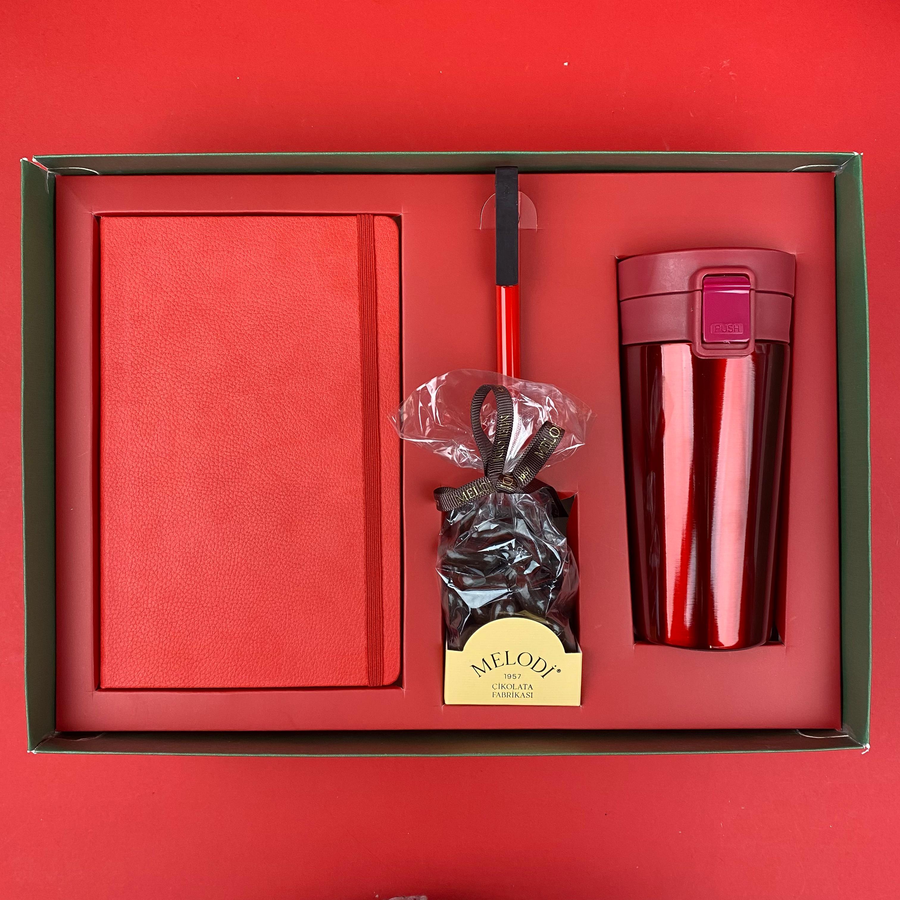 Kutulu VIP Defter Kalem Termos Hediye seti
