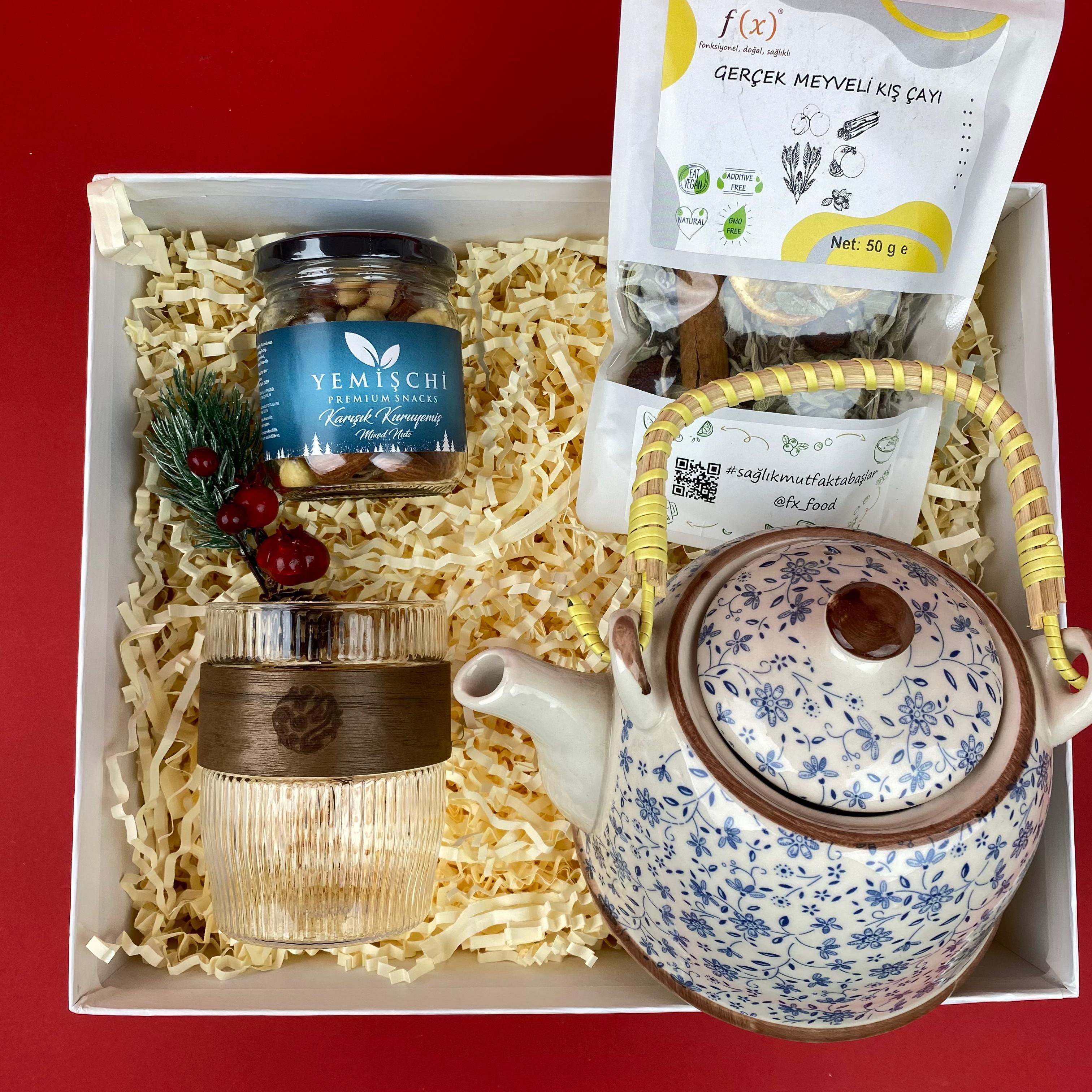 Porselen Demlik Yılbaşı Hediye Kutusu 