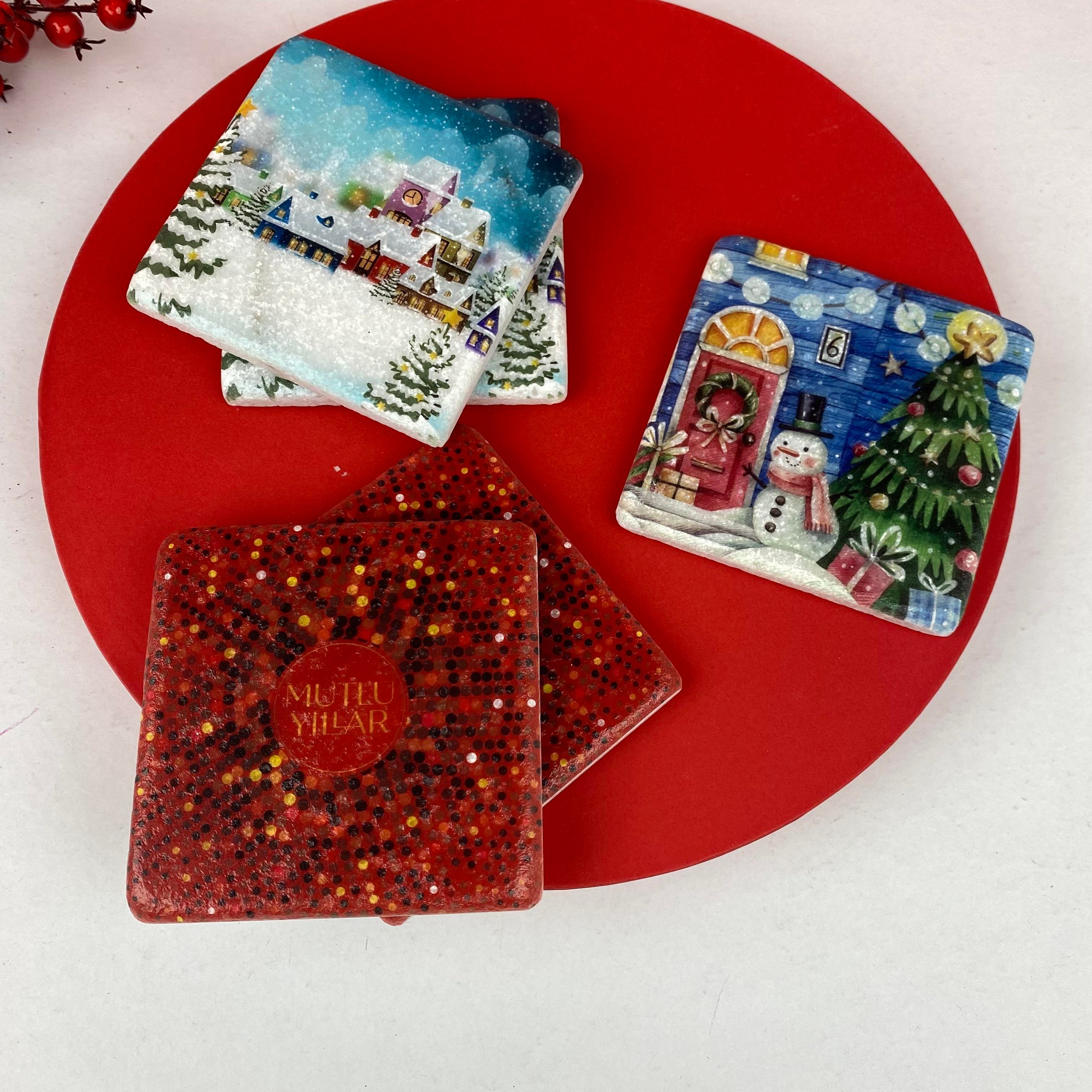 Yılbaşı Ağaç Top Süs - Kırmızı- 6 cm çap