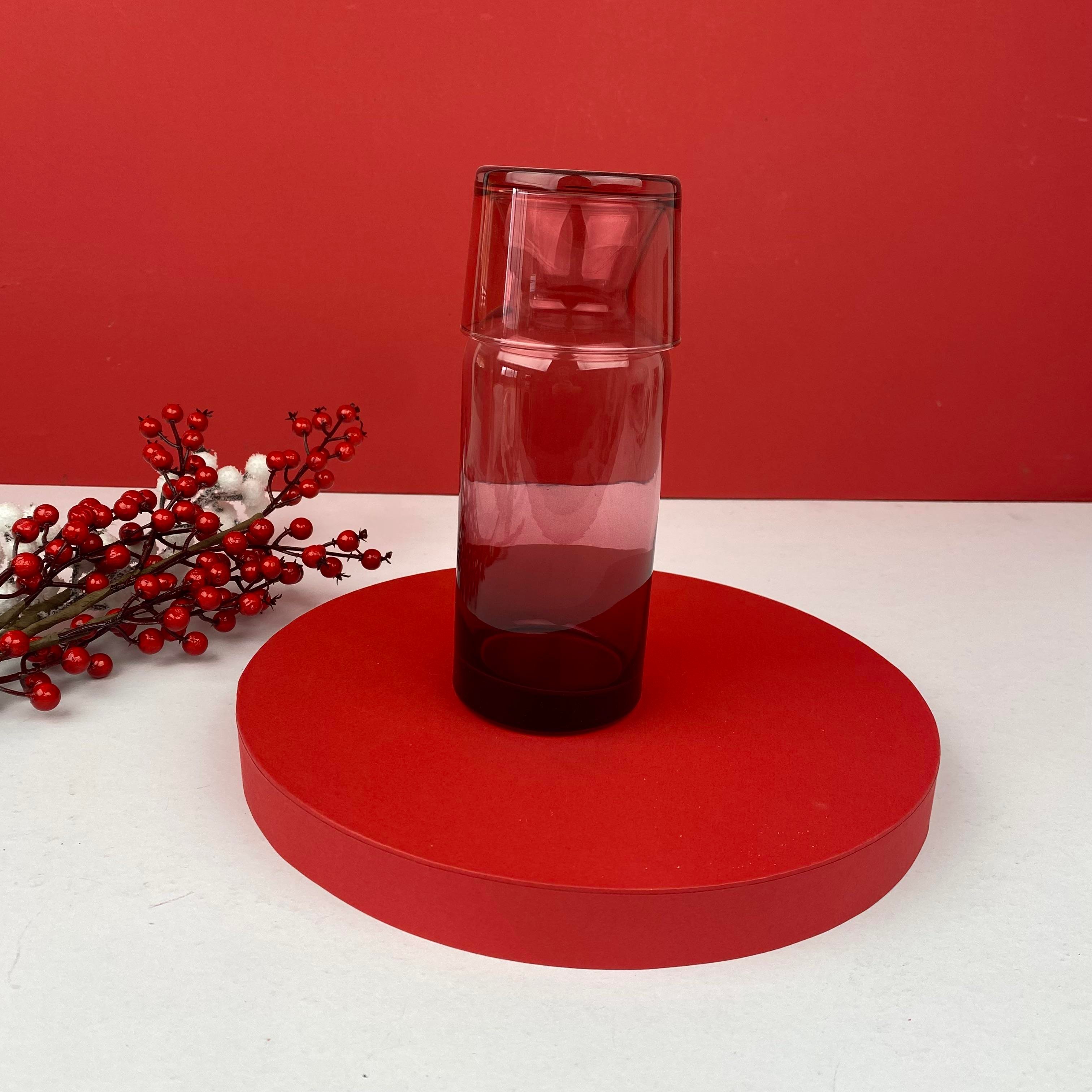 Yılbaşı Kırmızı Cam Bardaklı Sürahi