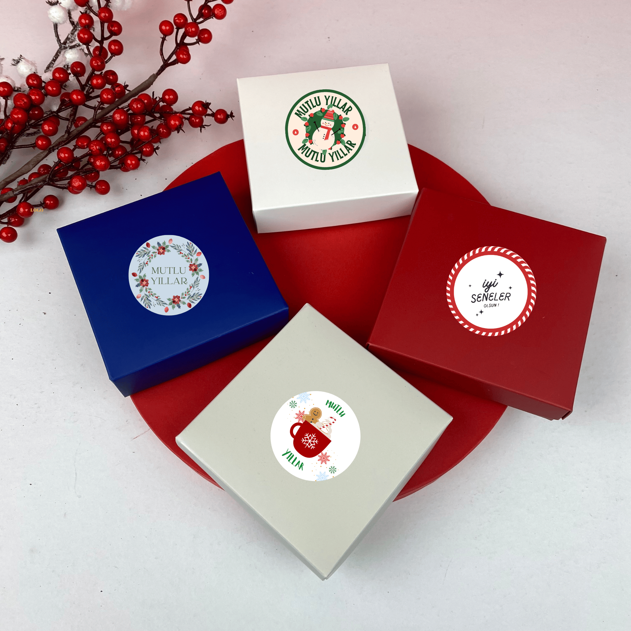 Yılbaşı Mini Boş Hediye Kutusu - Model 5- İnce karton kutu