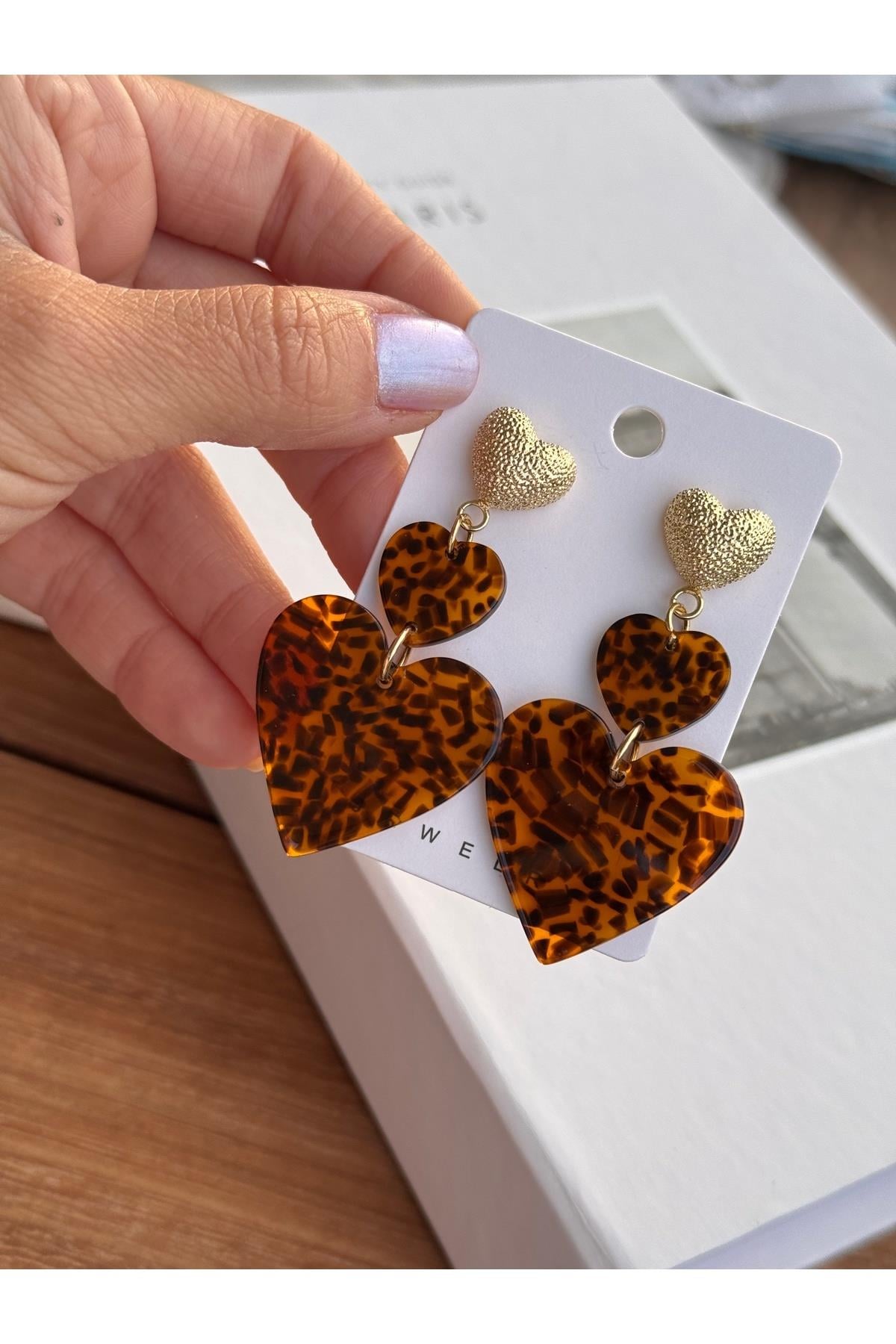 Kalpli Leopar Küpe | Abiye Küpe | Büyük Boy Sallantılı Küpe