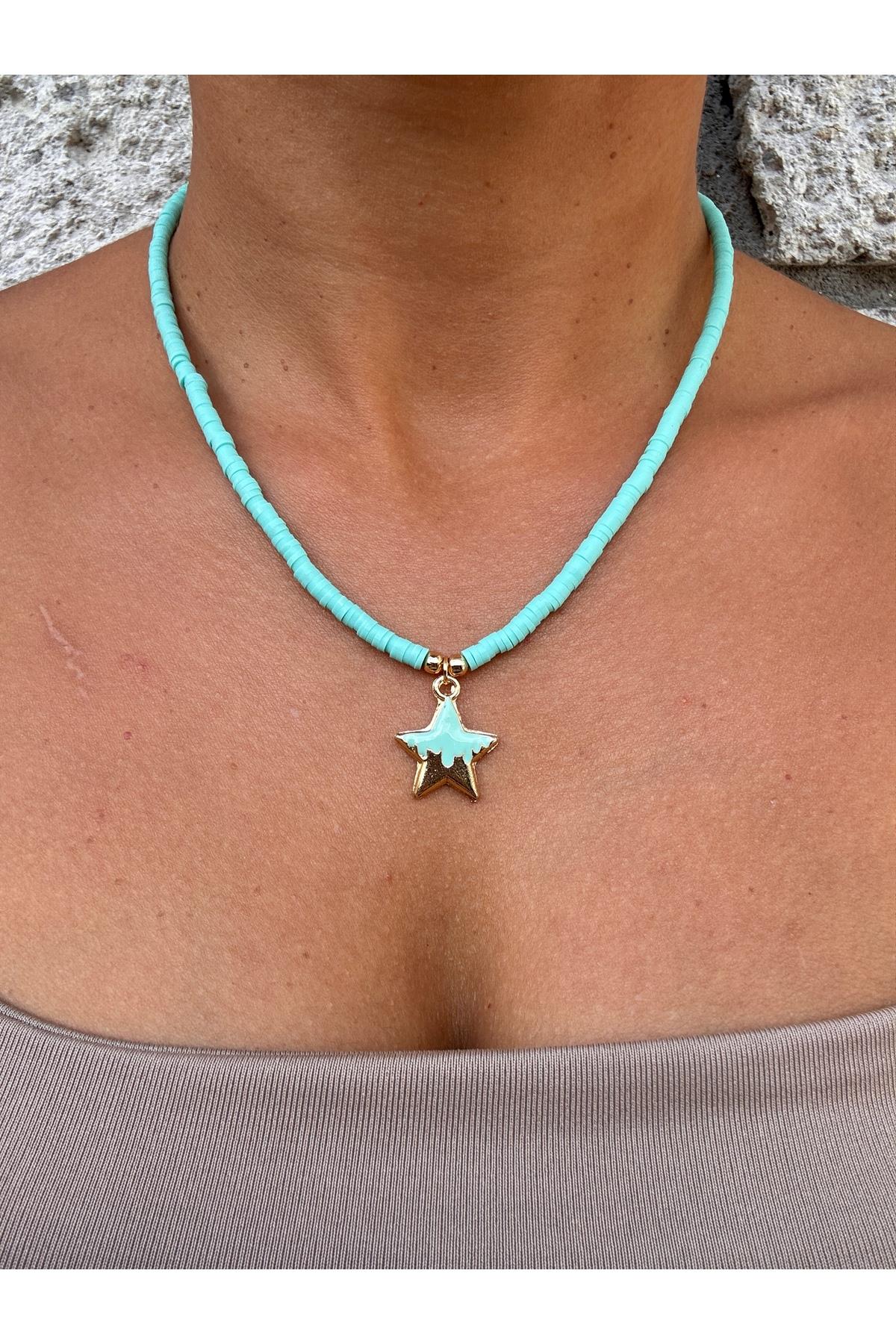 Su Yeşili fimo Kolye | Figürlü Fimo Kolye | Charm Kolye | Cute Necklace