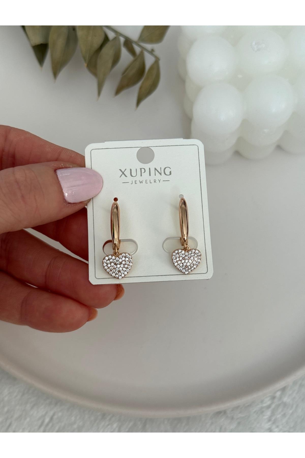 Xuping Model Mini Yıldızlı Rose - Gold Kaplama Küpe | İthal Küpe | Zirkon Taşalı Yıldız Küpe
