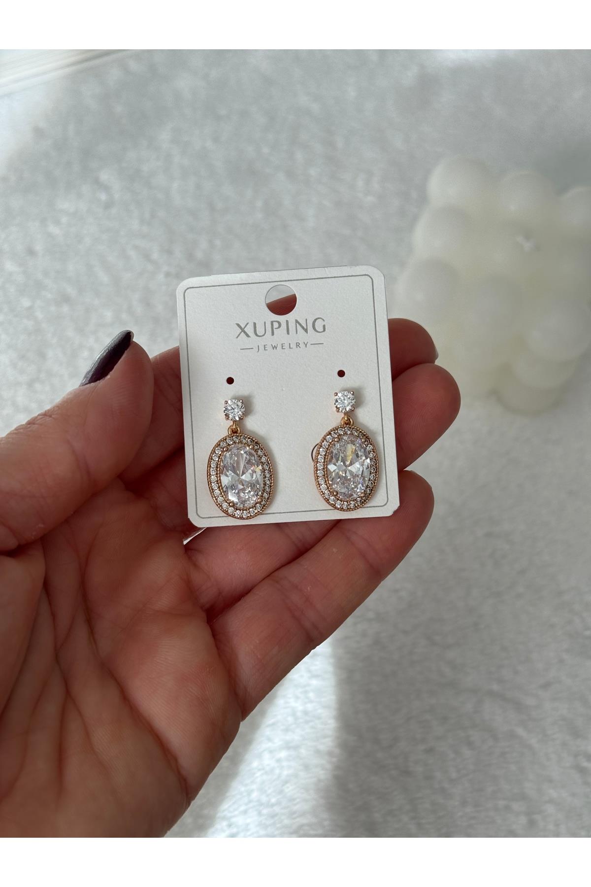 Xuping Model Zirkon Taşlı Sallantılı Küpe