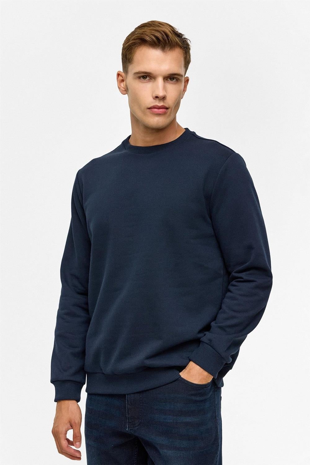 Hipatu Süvari Regular Düz Bisiklet Yaka Sweatshirt