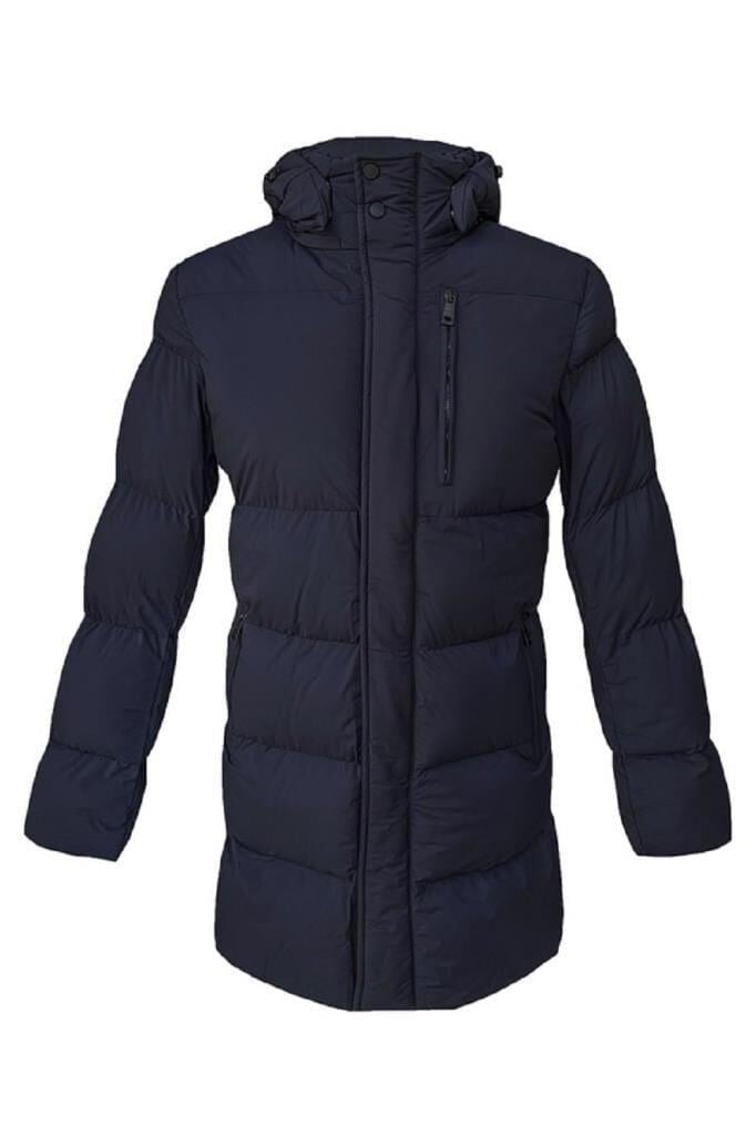 Hipatu Süvari Slim Fit Kapşonlu Lacivert Uzun Dolum Mont