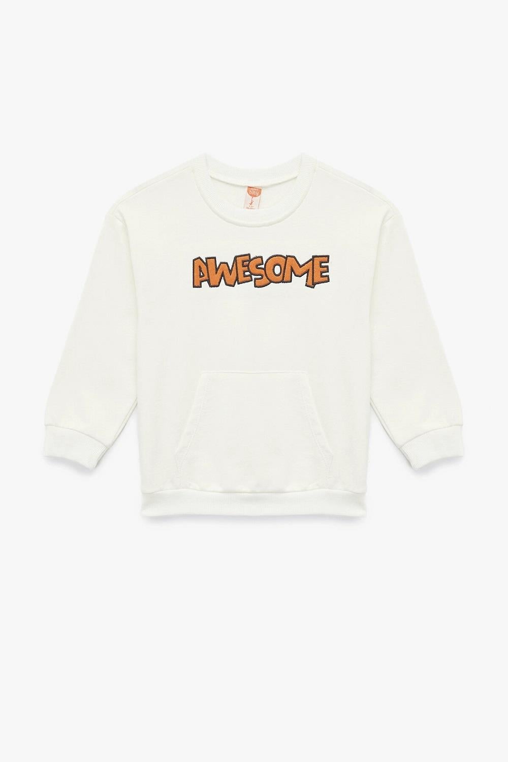 Koton Bebek Uzun Kollu Bisiklet Yaka Şardonlu Pamuklu Sweatshirt