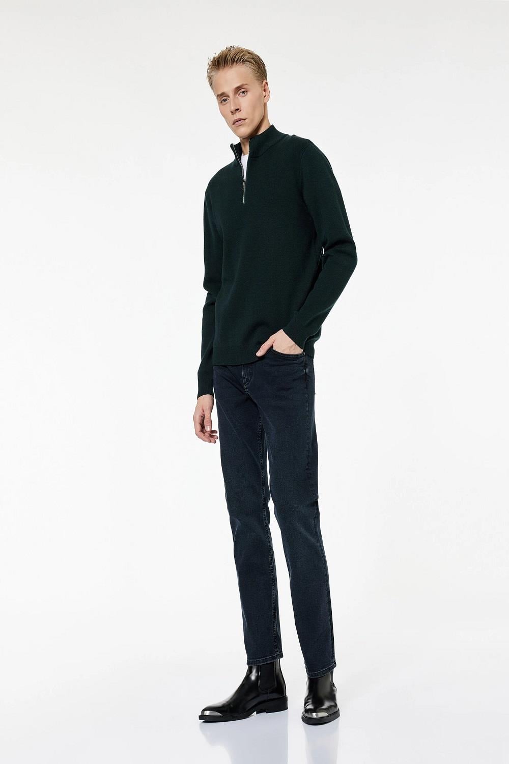 Koton Cepli Straight Fit Düz Paça Jean Pantolon - Straight Fit Mark Jeans