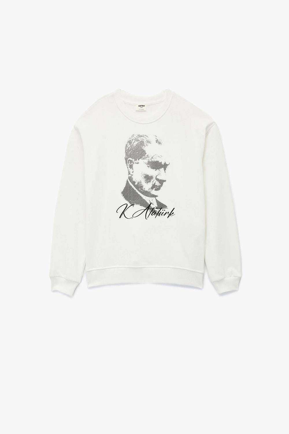Koton Çocuk Atatürk Baskılı Uzun Kollu Bisiklet Yaka Pamuklu Sweatshirt