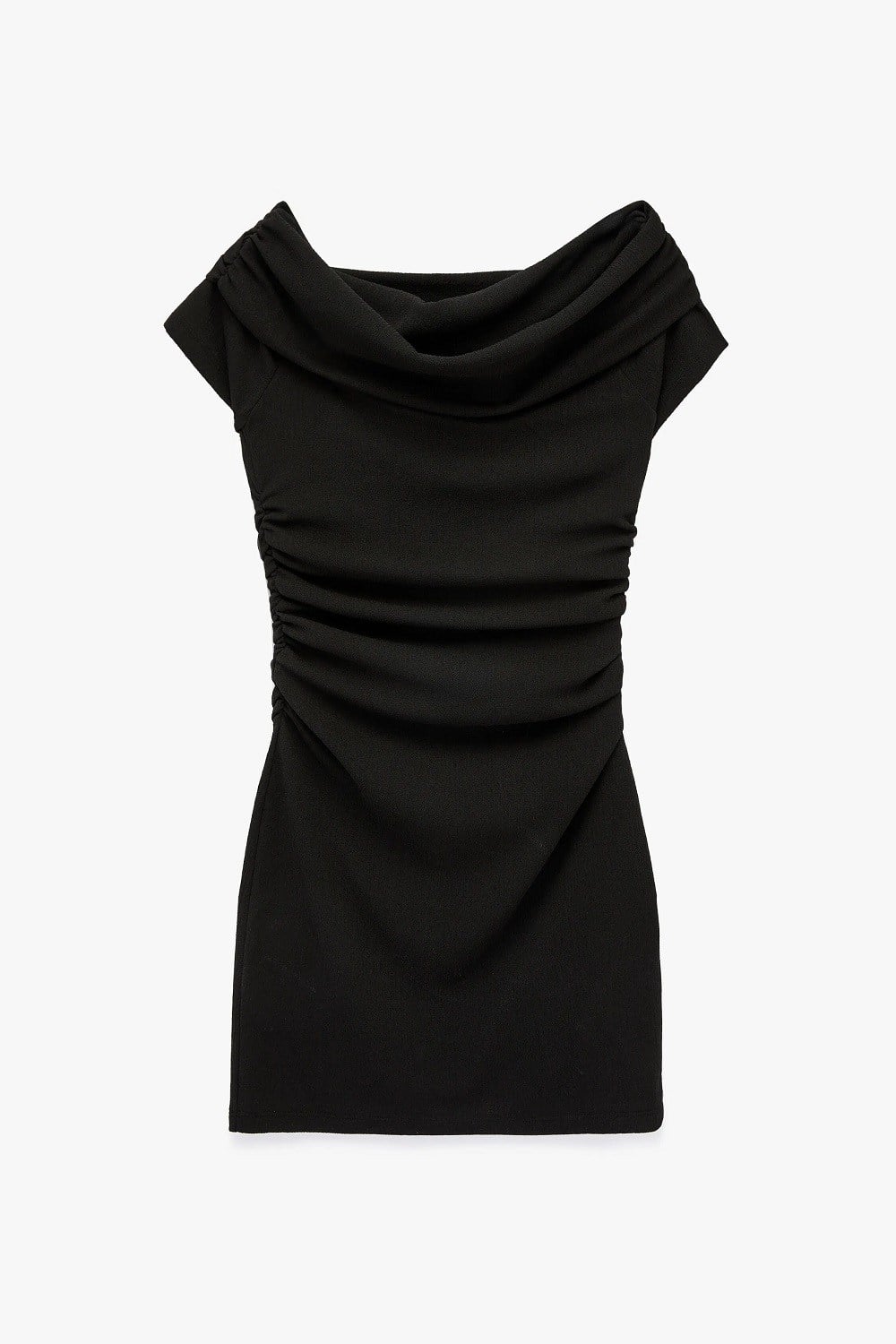 Koton Drape Detaylı Kolsuz Omzu Açık Madonna Yaka Mini Krep Elbise