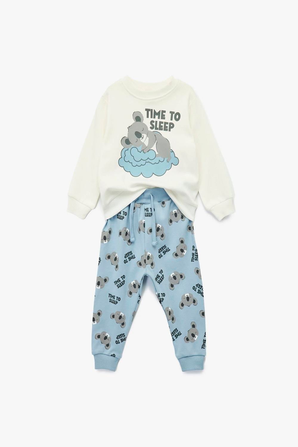 Koton Erkek Bebek Koala Baskılı Uzun Kollu Bisiklet Yaka Pamuklu 2'li Pijama Takımı