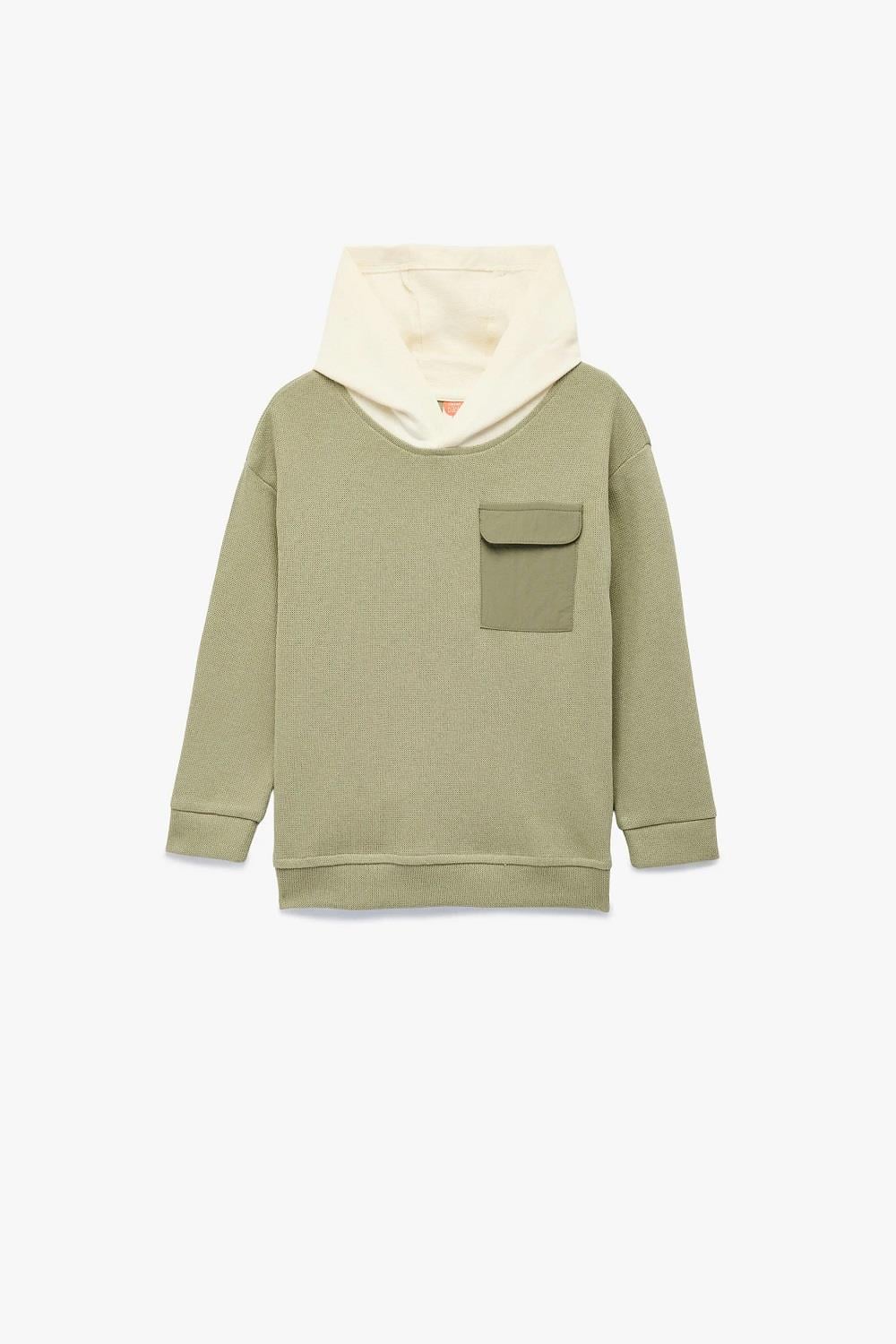 Koton Erkek Bebek Pamuklu Uzun Kollu Bisiklet Yaka Kapşonlu Sweatshirt