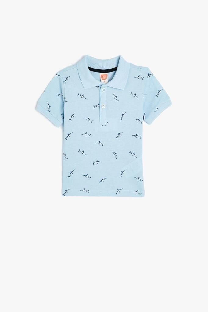 Koton Erkek Bebek Polo Yaka Tişört Baskılı Dokulu Kısa Kollu Pamuklu