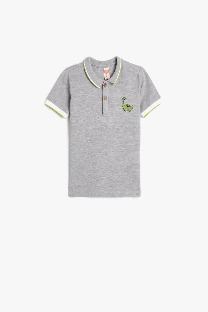 Koton Erkek Bebek Polo Yaka Tişört Kısa Kollu Dinozor İşleme Detaylı Düğmeli