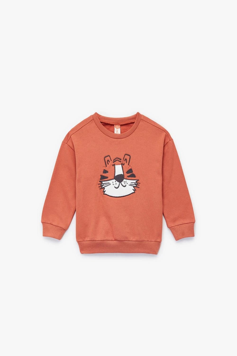 Koton Erkek Bebek Şardonlu Kaplan İşlemeli Uzun Kollu Bisiklet Yaka Sweatshirt