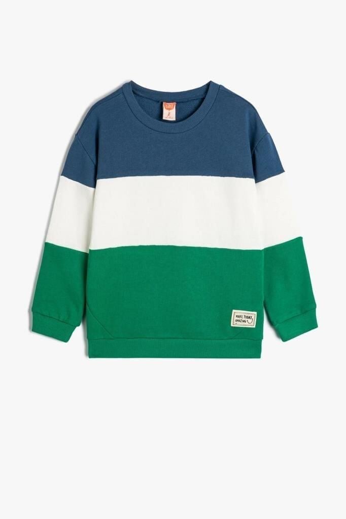 Koton Erkek Bebek Sweatshirt Uzun Kollu Renk Bloklu Pamuklu