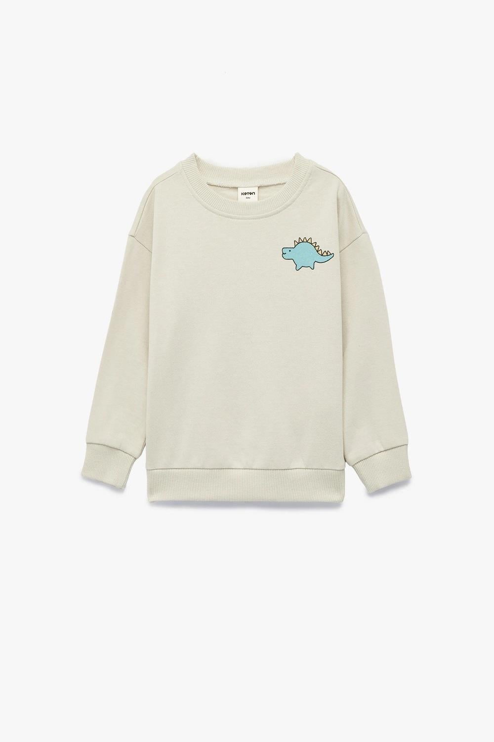 Koton Erkek Bebek Uzun Kollu Bisiklet Yaka Dinozor Baskılı Pamuklu Şardonlu Sweatshirt