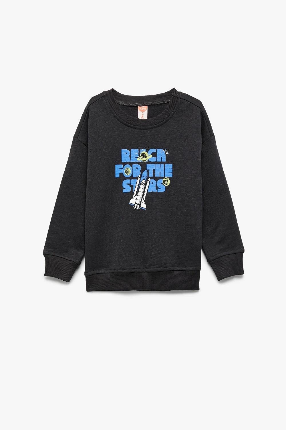 Koton Erkek Bebek Uzun Kollu Bisiklet Yaka Pamuklu Baskılı Sweatshirt