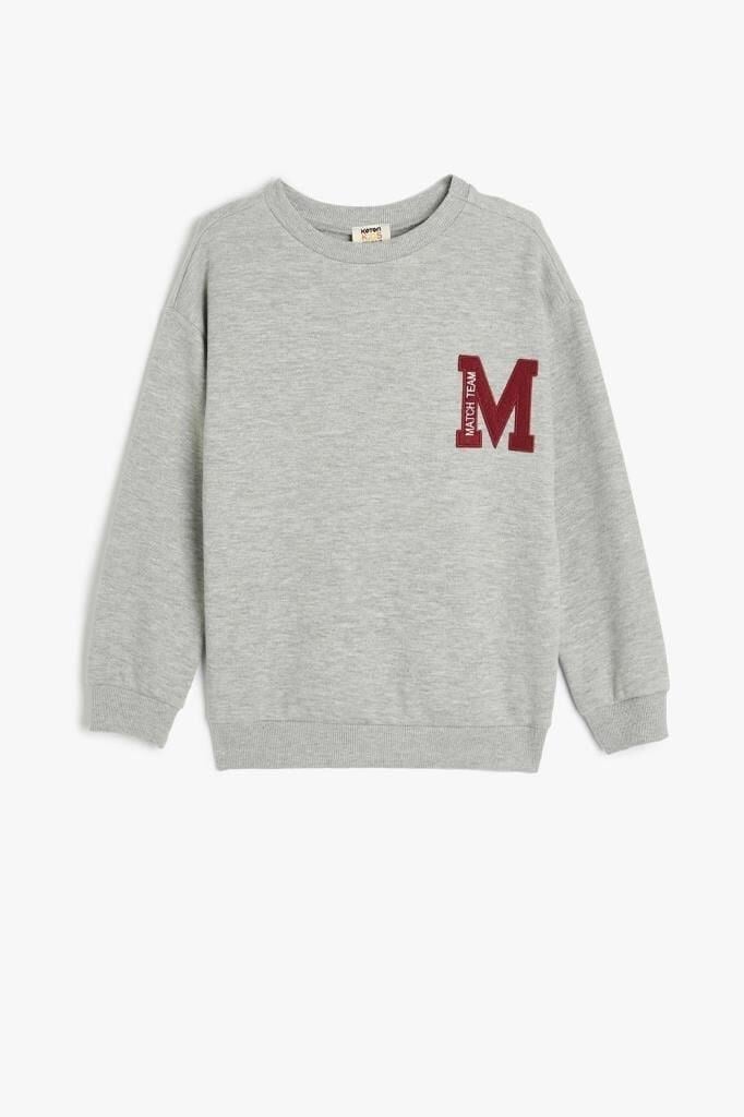 Koton Erkek Çocuk Bisiklet Yaka Slogan Baskılı Uzun Kollu Sweatshirt