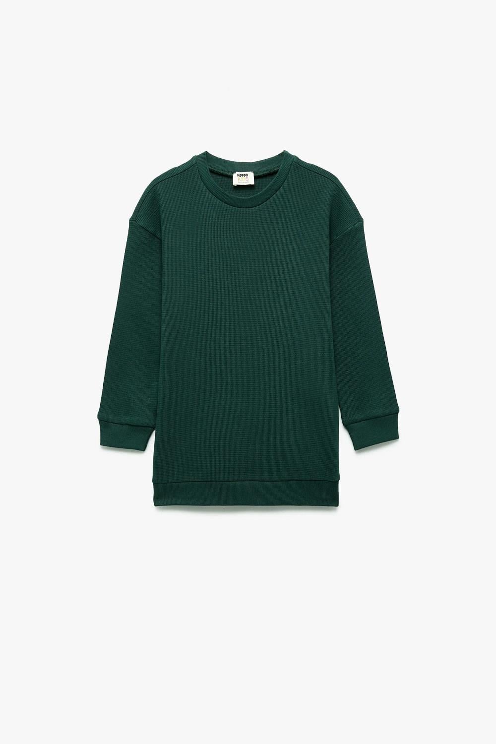 Koton Erkek Çocuk Pamuklu Uzun Kollu Bisiklet Yaka Oversize Basic Sweatshirt