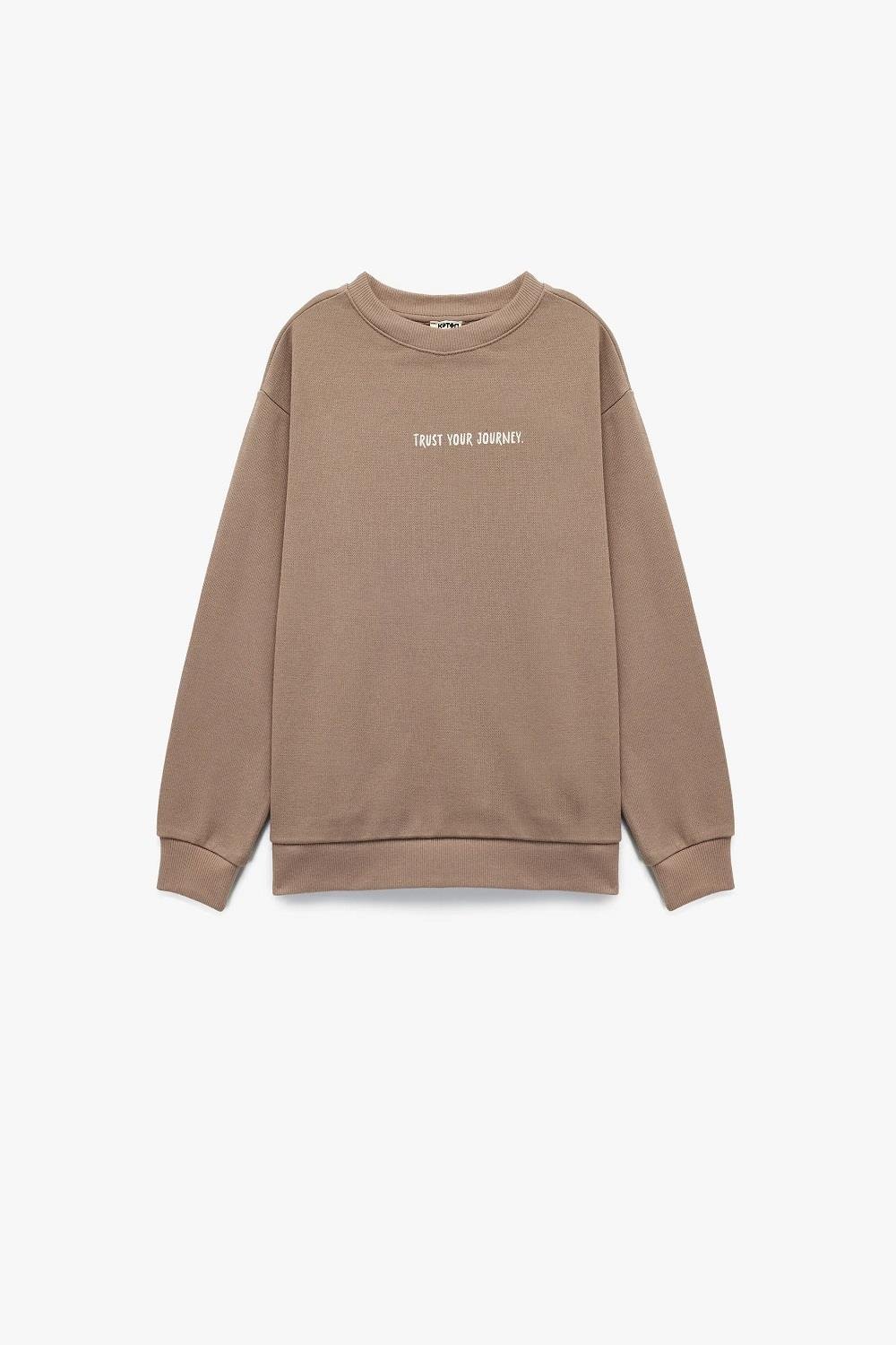 Koton Erkek Çocuk Pamuklu Uzun Kollu Bisiklet Yaka Baskılı Sweatshirt
