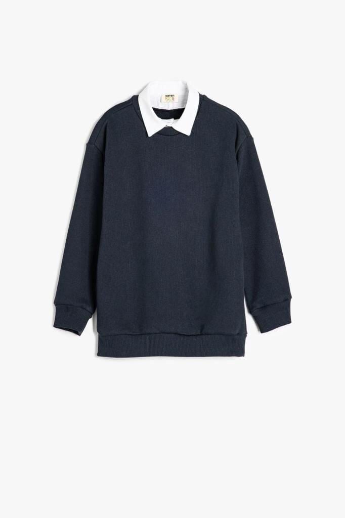 Koton Erkek Çocuk Sweatshirt Dik Yaka Yarım Fermuarlı Kolej İşlemeli
