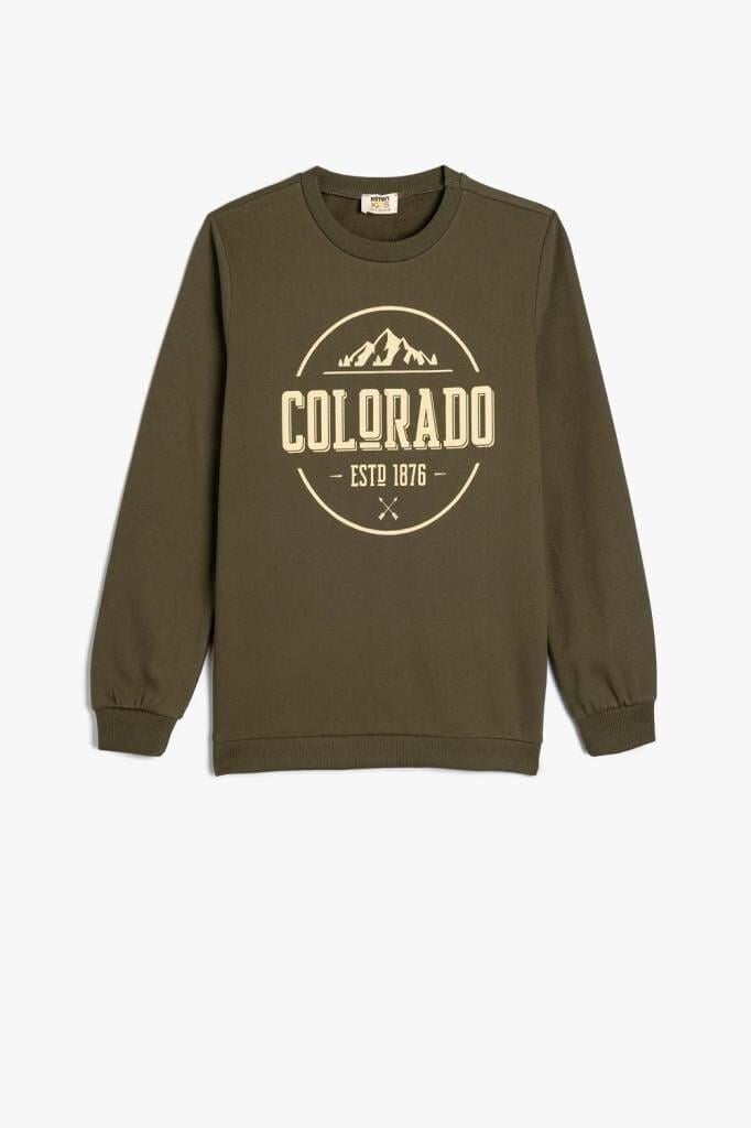 Koton Erkek Çocuk Sweatshirt Uzun Kollu Bisiklet Yaka Şehir Temalı Şardonlu