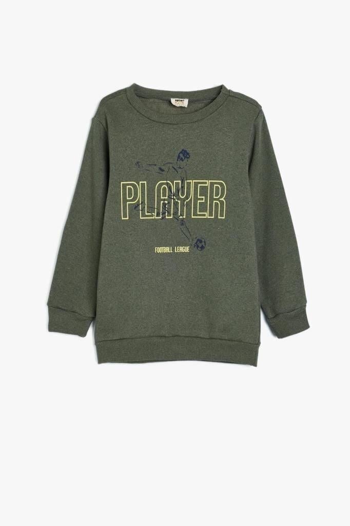 Koton Erkek Çocuk Sweatshirt Uzun Kollu Bisiklet Yaka Futbol Temalı Baskı Detaylı
