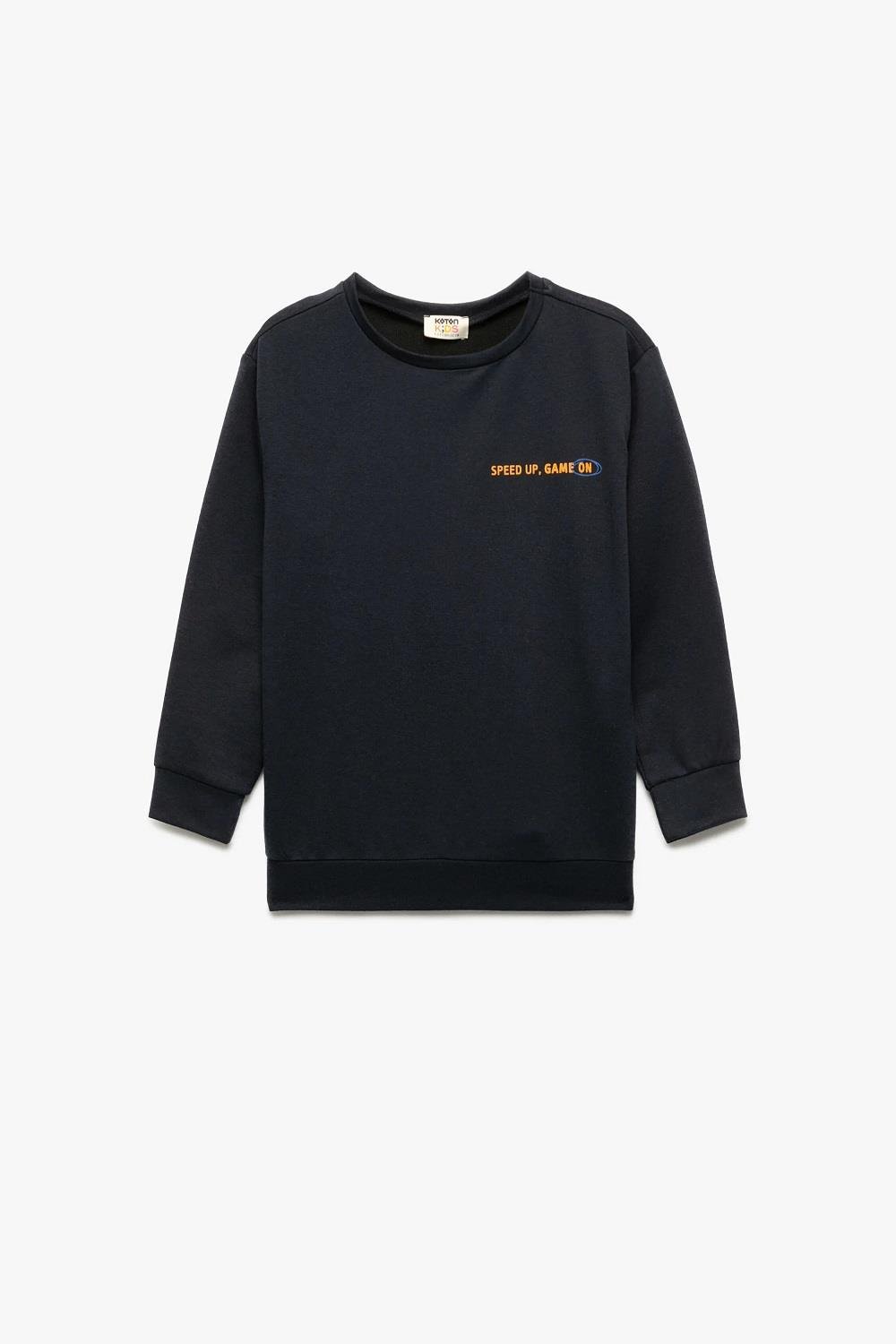 Koton Erkek Çocuk Uzun Kollu Bisiklet Yaka Baskılı Sweatshirt