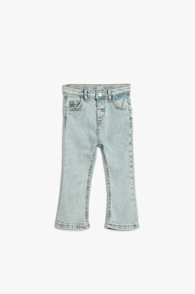 Koton Kız Bebek İspanyol Paça Kot Pantolon Cepli Pamuklu - Flare Jean