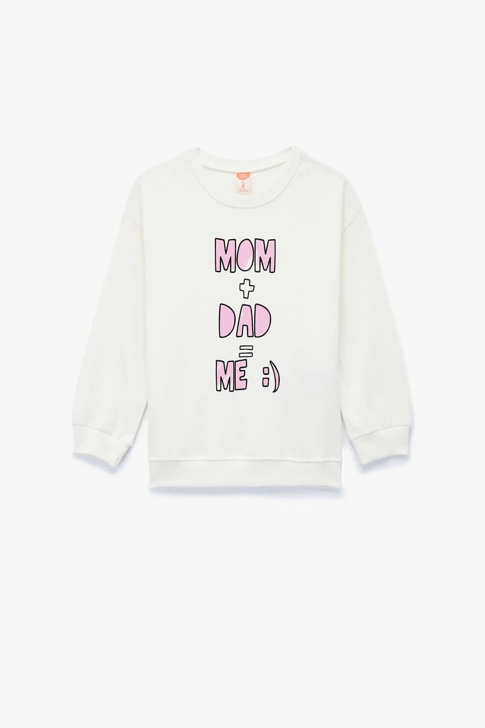 Koton Kız Bebek Pamuklu Uzun Kollu Bisiklet Yaka Baskılı Sweatshirt