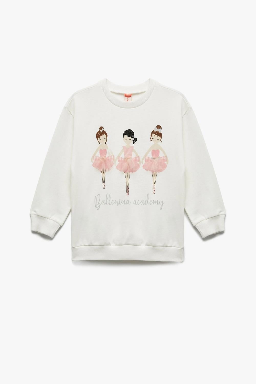 Koton Kız Bebek Pamuklu Uzun Kollu Bisiklet Yaka Şardonlu Sweatshirt