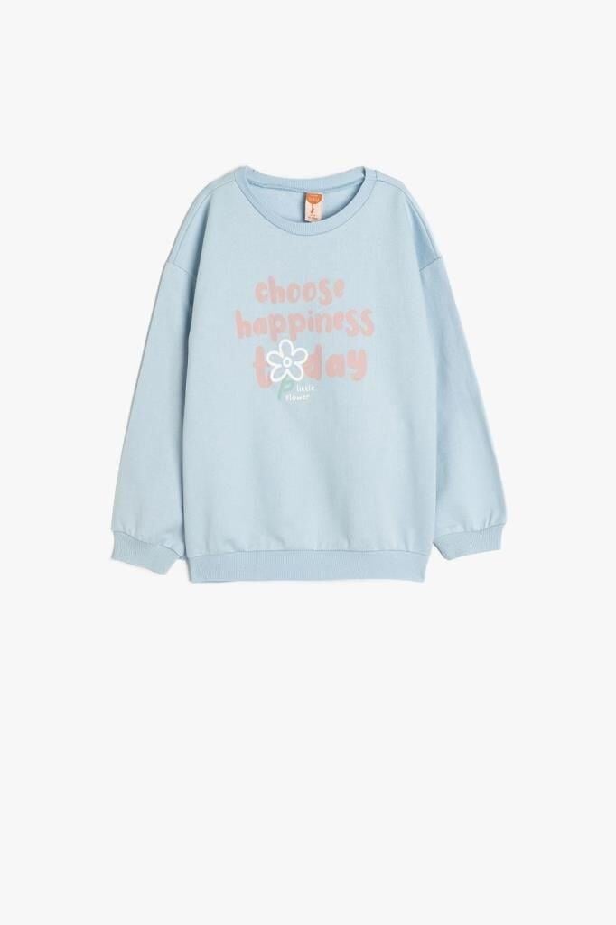 Koton Kız Bebek Pamuklu Uzun Kollu Slogan Baskılı Sweatshirt
