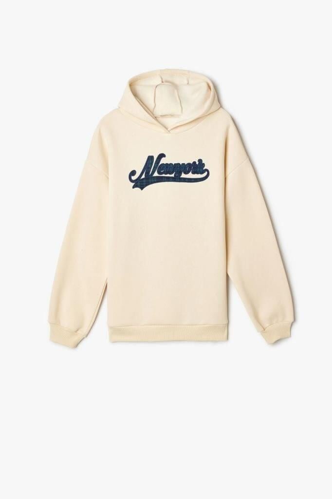 Koton Kız Çocuk Kapşonlu Sweatshirt Şehir Temalı Baskı Detaylı Uzun Kollu Şardonlu
