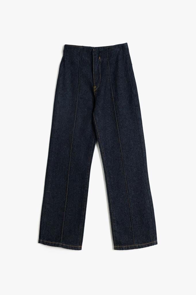 Koton Kız Çocuk Kot Pantolon Düz Paça Cepli Pamuklu- Straight Jean