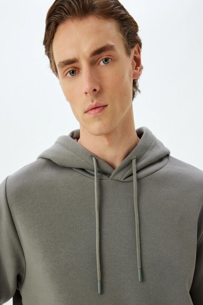 Koton Şardonlu Pamuklu Basic Kapşonlu Sweatshirt