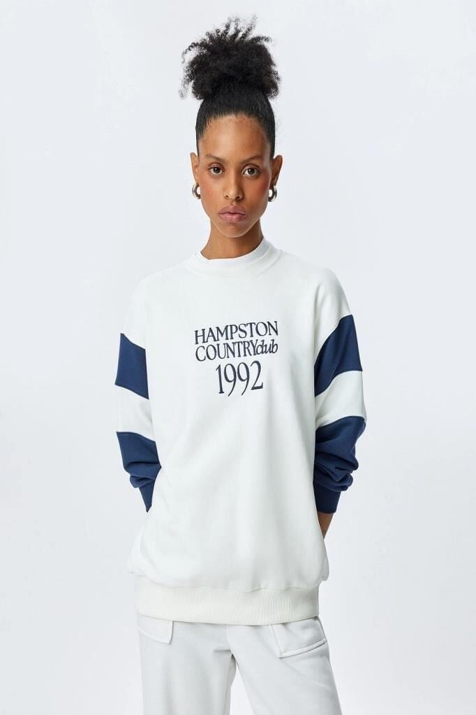 Koton Üç İplik Bisiklet Yaka Pamuklu Baskılı Sweatshirt