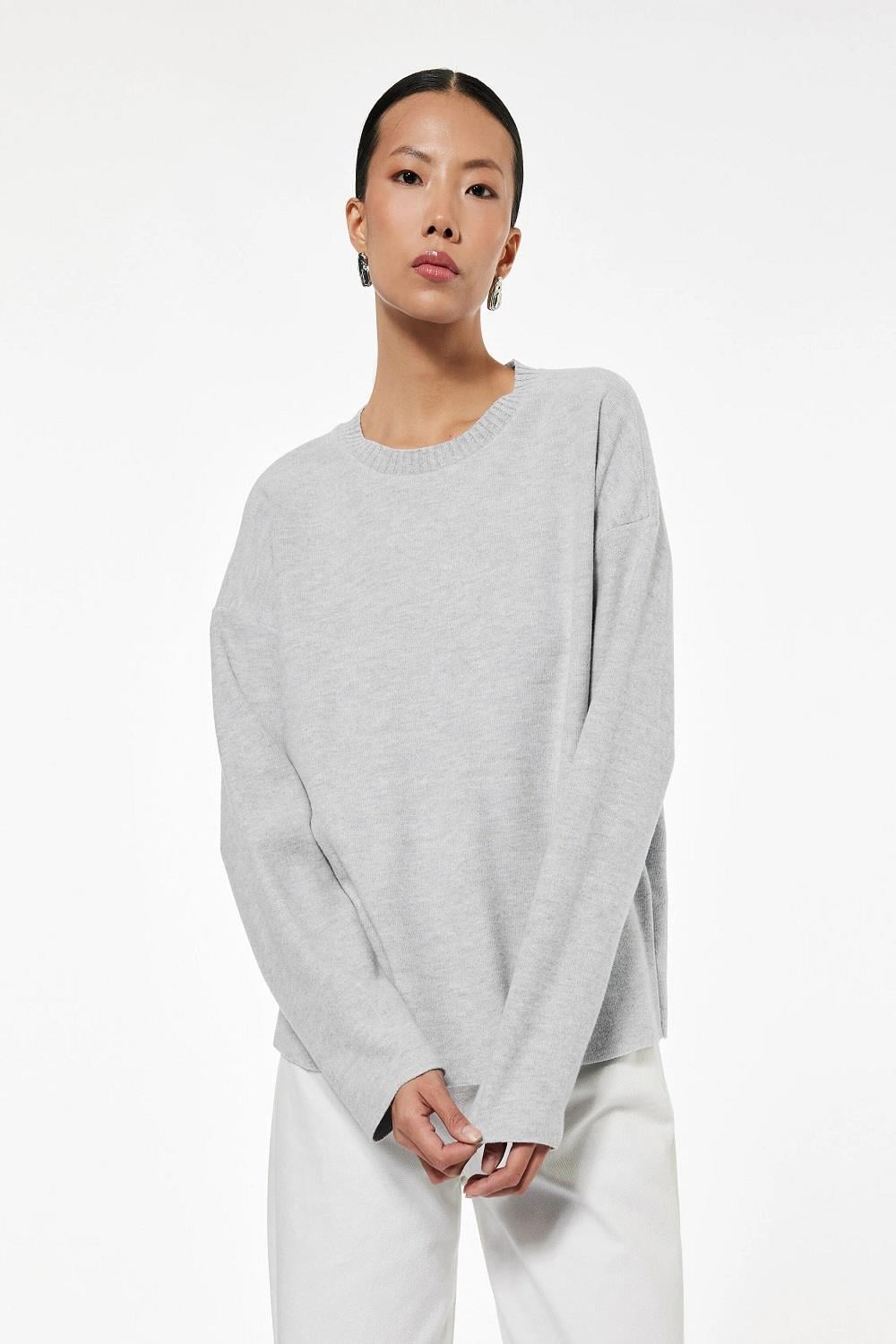 Koton Uzun Kollu Bisiklet Yaka Basic Sweatshirt