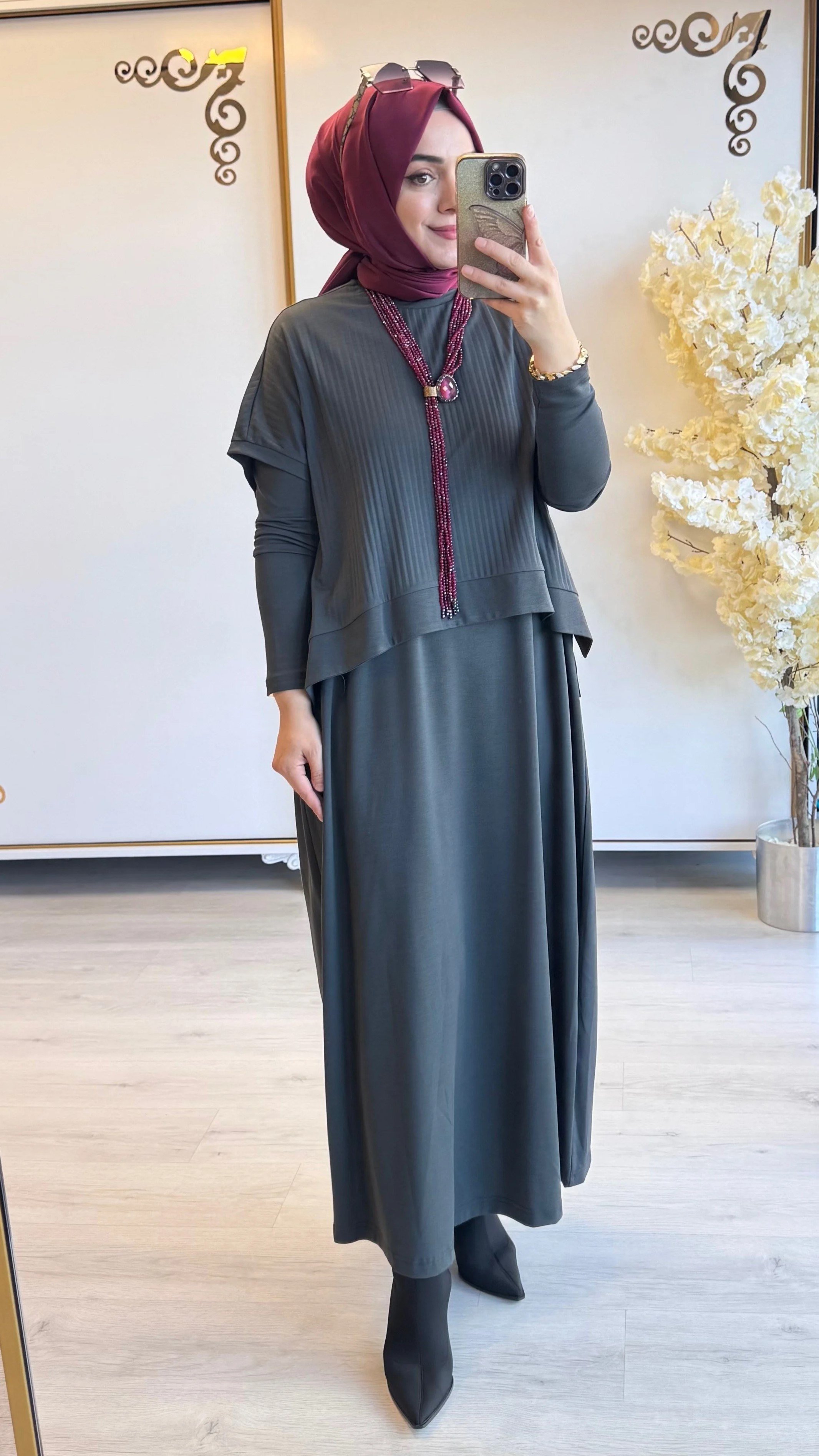 Nurcan Çetin - Bambu İkili Takım Elbise Füme - 1362