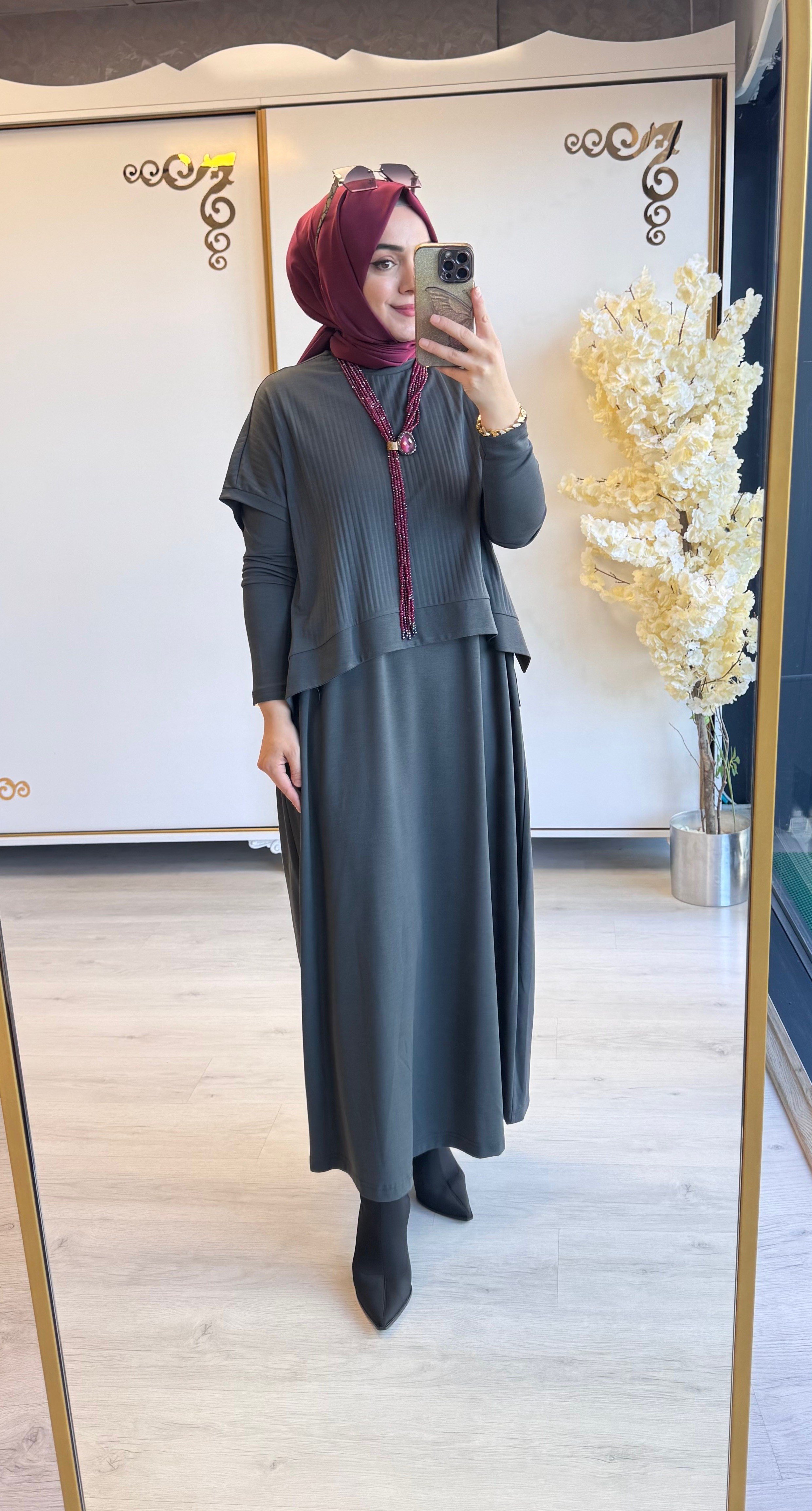 Nurcan Çetin - Bambu İkili Takım Elbise Füme