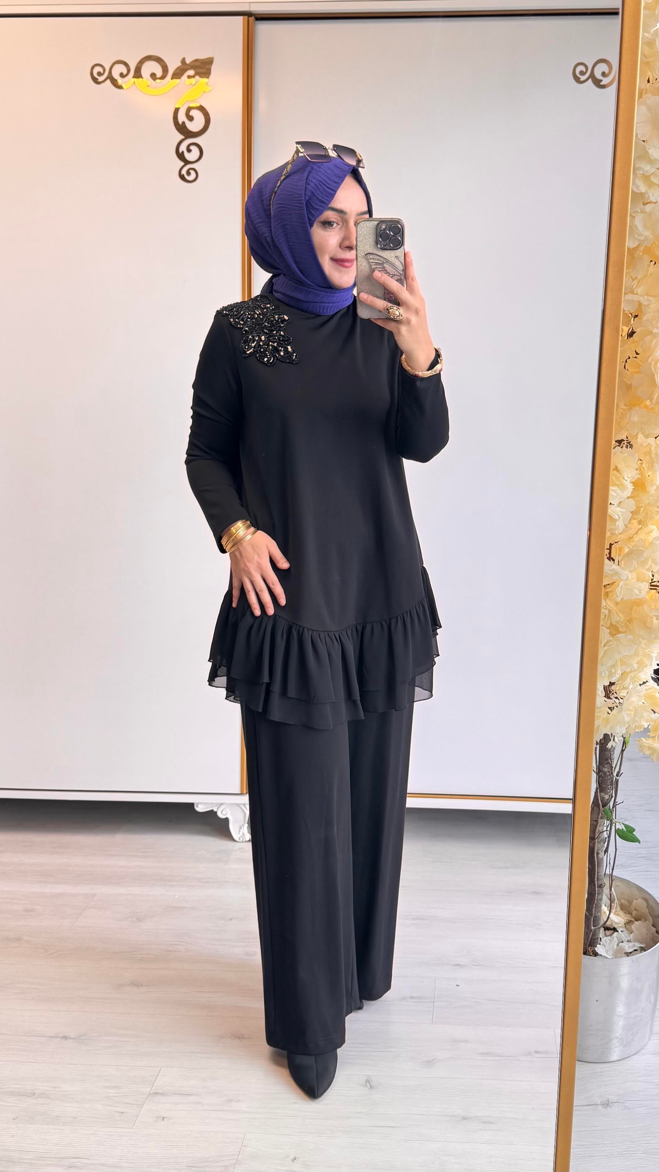 Nurcan Çetin Bambu Takım Siyah