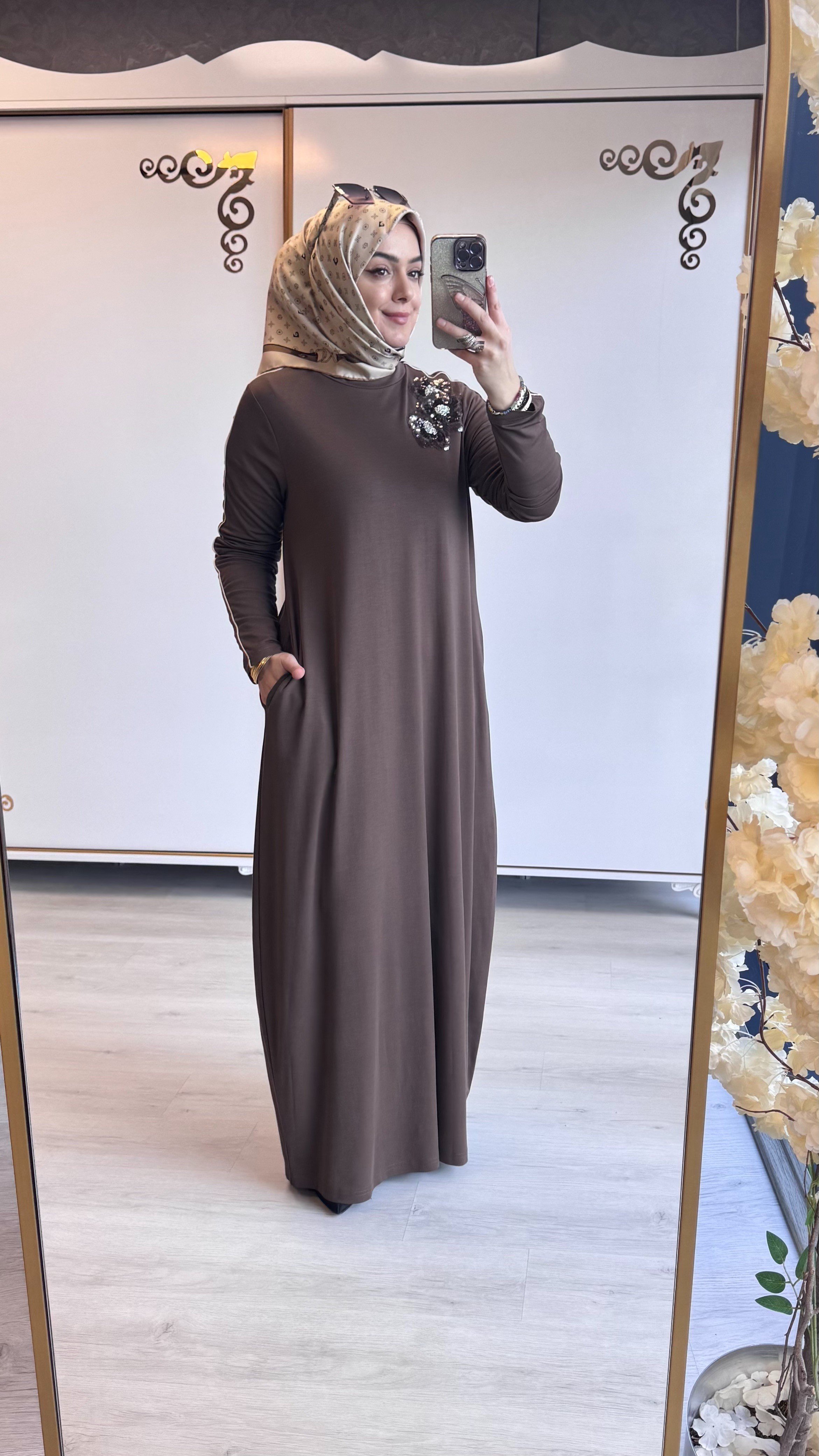 Nurcan Çetin Elbise Kahverengi
