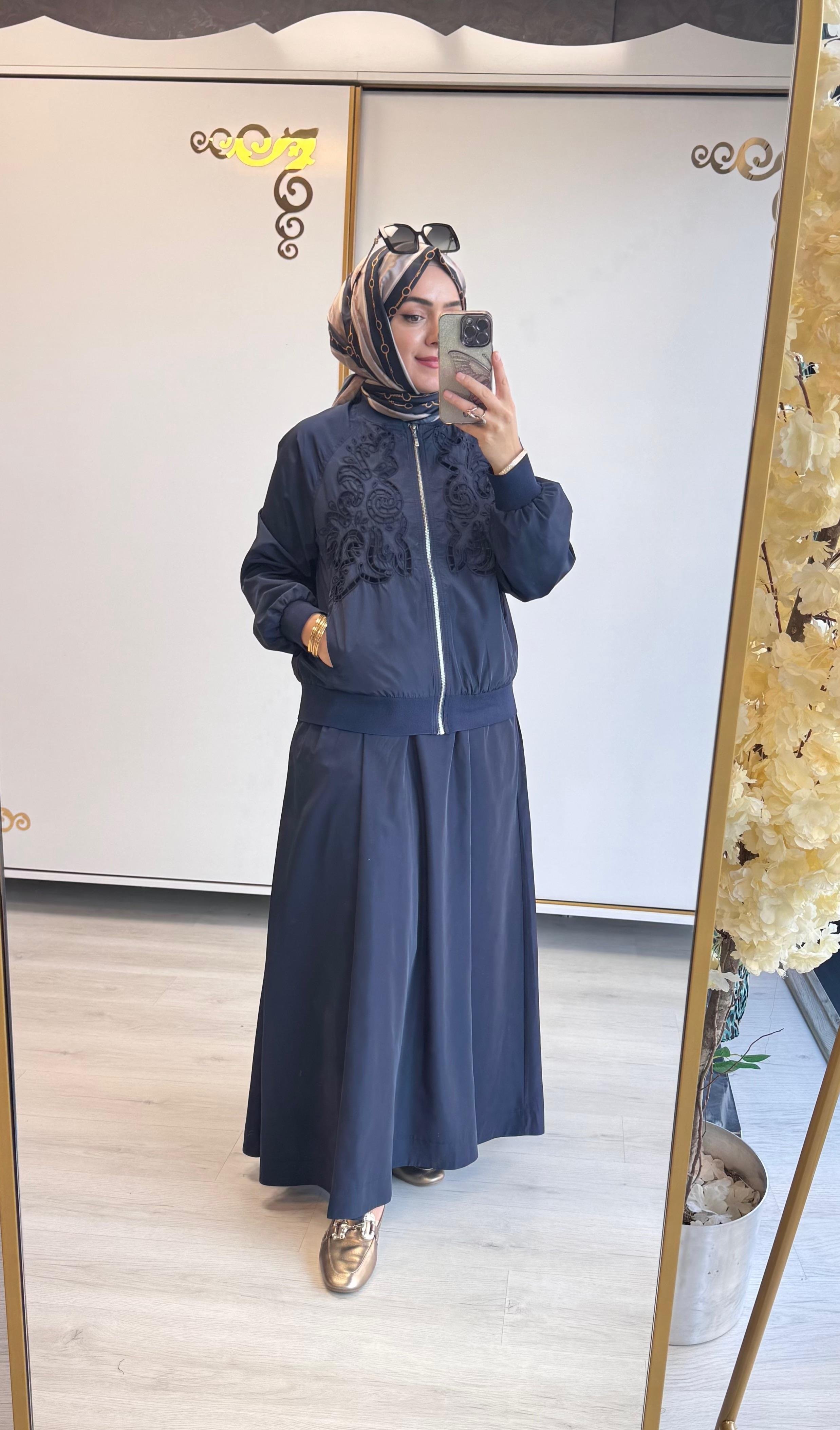 Nurcan Çetin Fisto Etekli Takım Lacivert