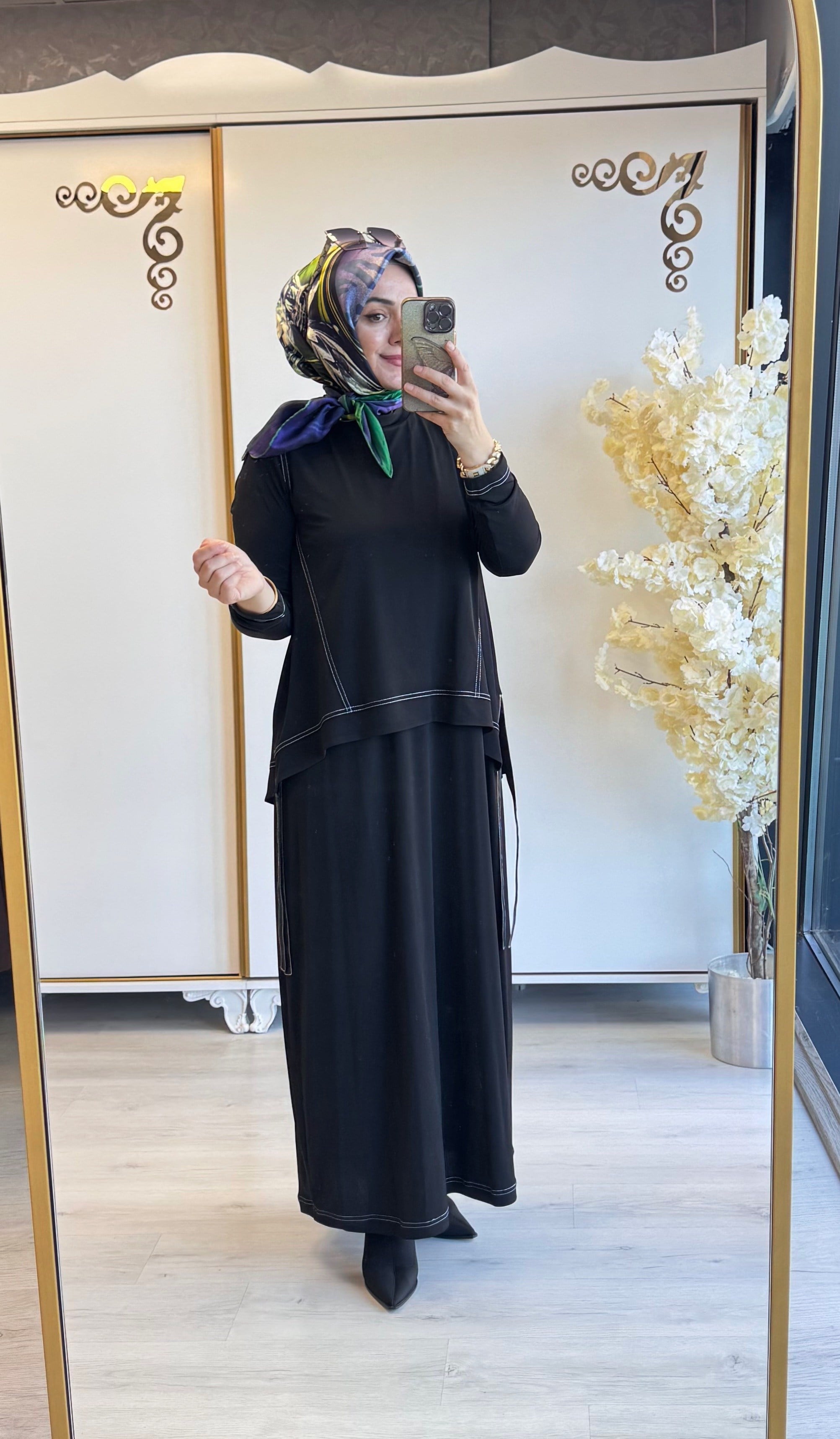 Nurcan Çetin - Jileli İkili Takım Elbise Siyah